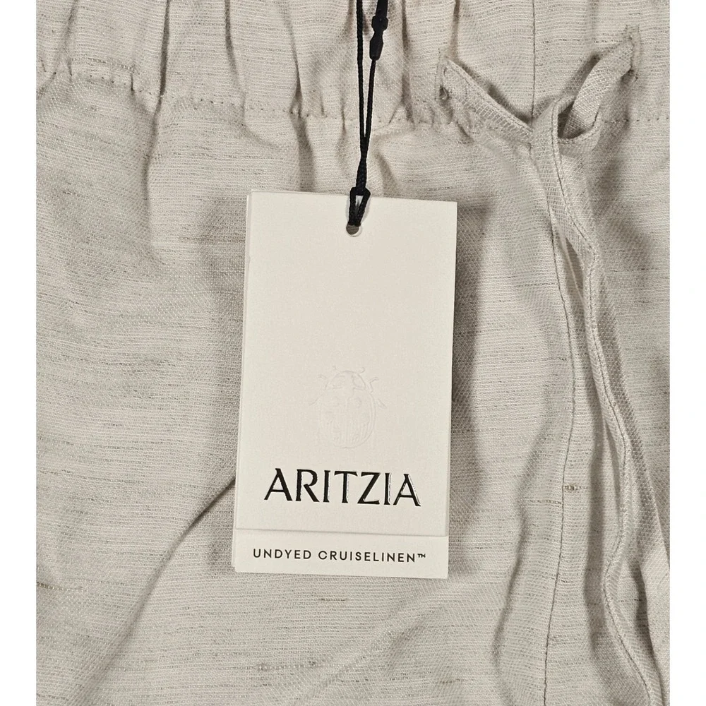 Aritzia Lodge Linen Wide Leg Pants Women's Size Large Undyed Ecru